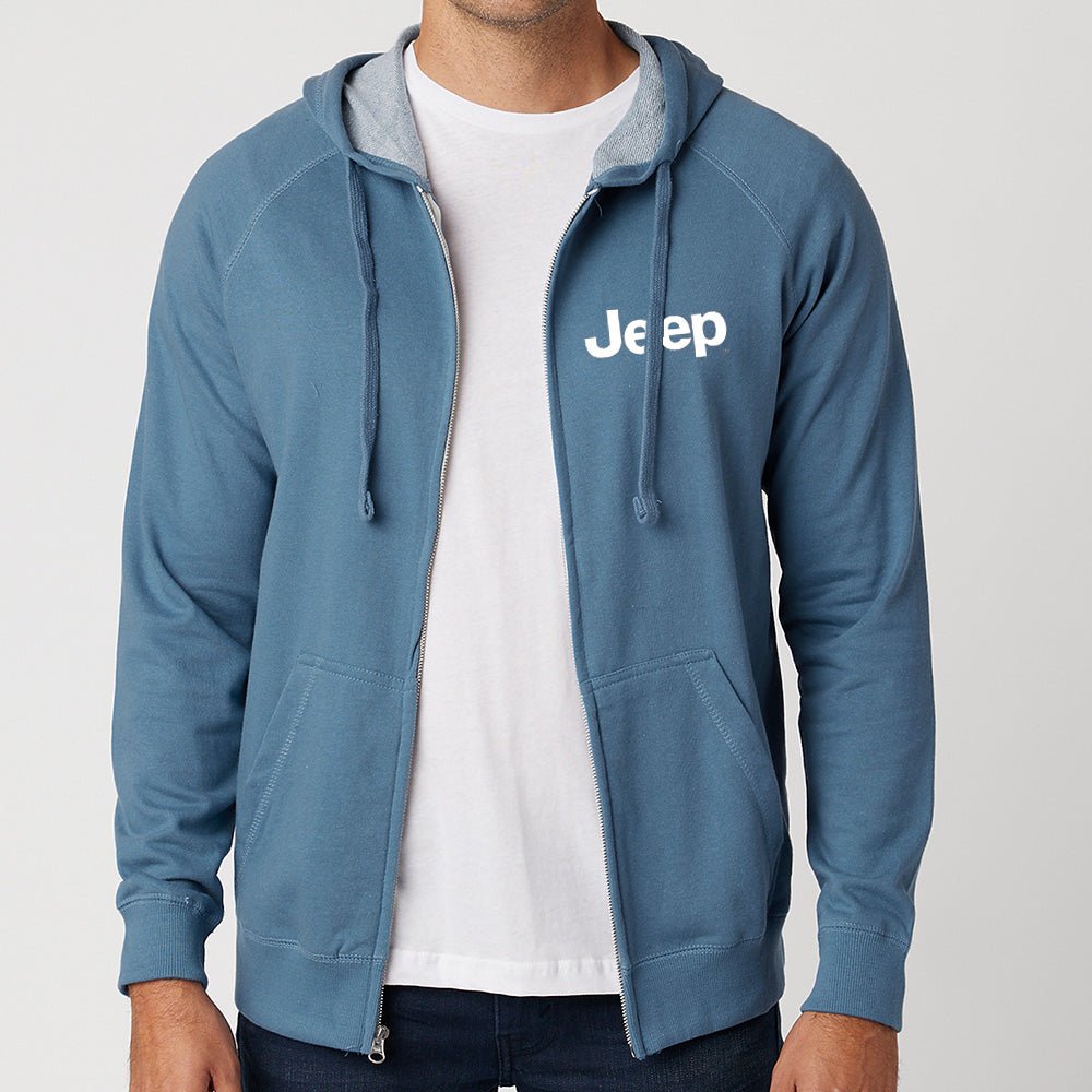 Mens Jeep® Text Zip French Terry Hooded Sweatshirt - Detroit Shirt CompanyFCA - JeepHoodies (Apparel)