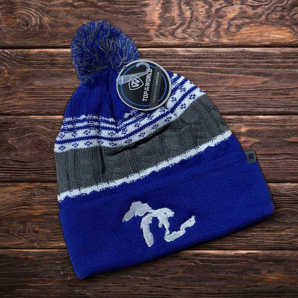 Hat - Michigan Lakes Cable Knit TOTW - Blue/Grey/White