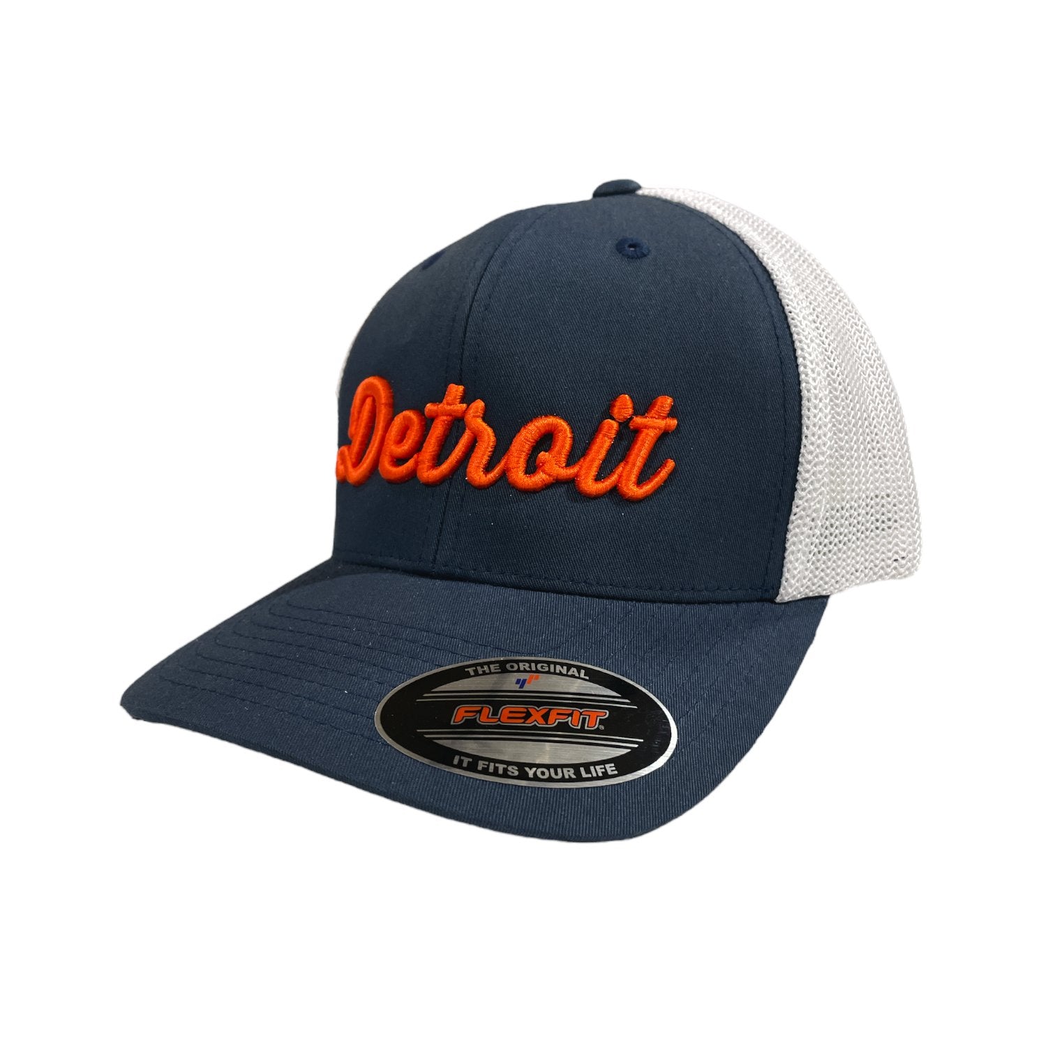 Hat - Detroit Thirsty Orange Flexfit - Navy/White - Detroit Shirt CompanyDetroit Shirt CompanyHats (Apparel)