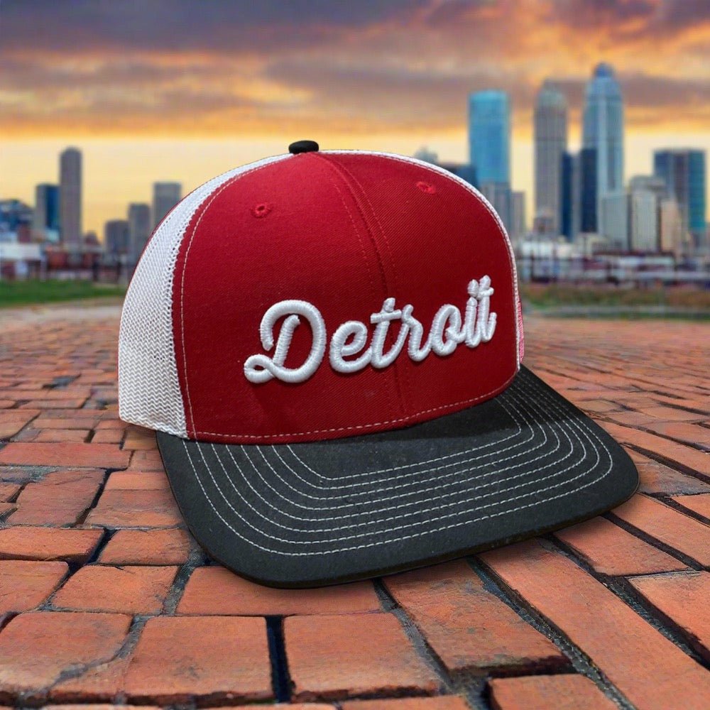 Hat - Detroit Thirsty Script Red / White / Black - Detroit Shirt CompanyDetroit Shirt CompanyHats (Apparel)