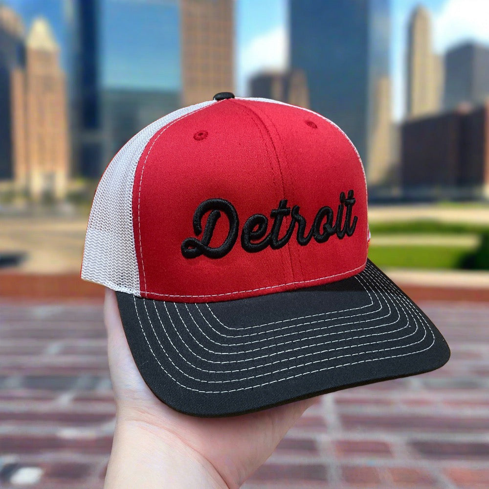 Hat - Detroit Thirsty Script Red / White / Black