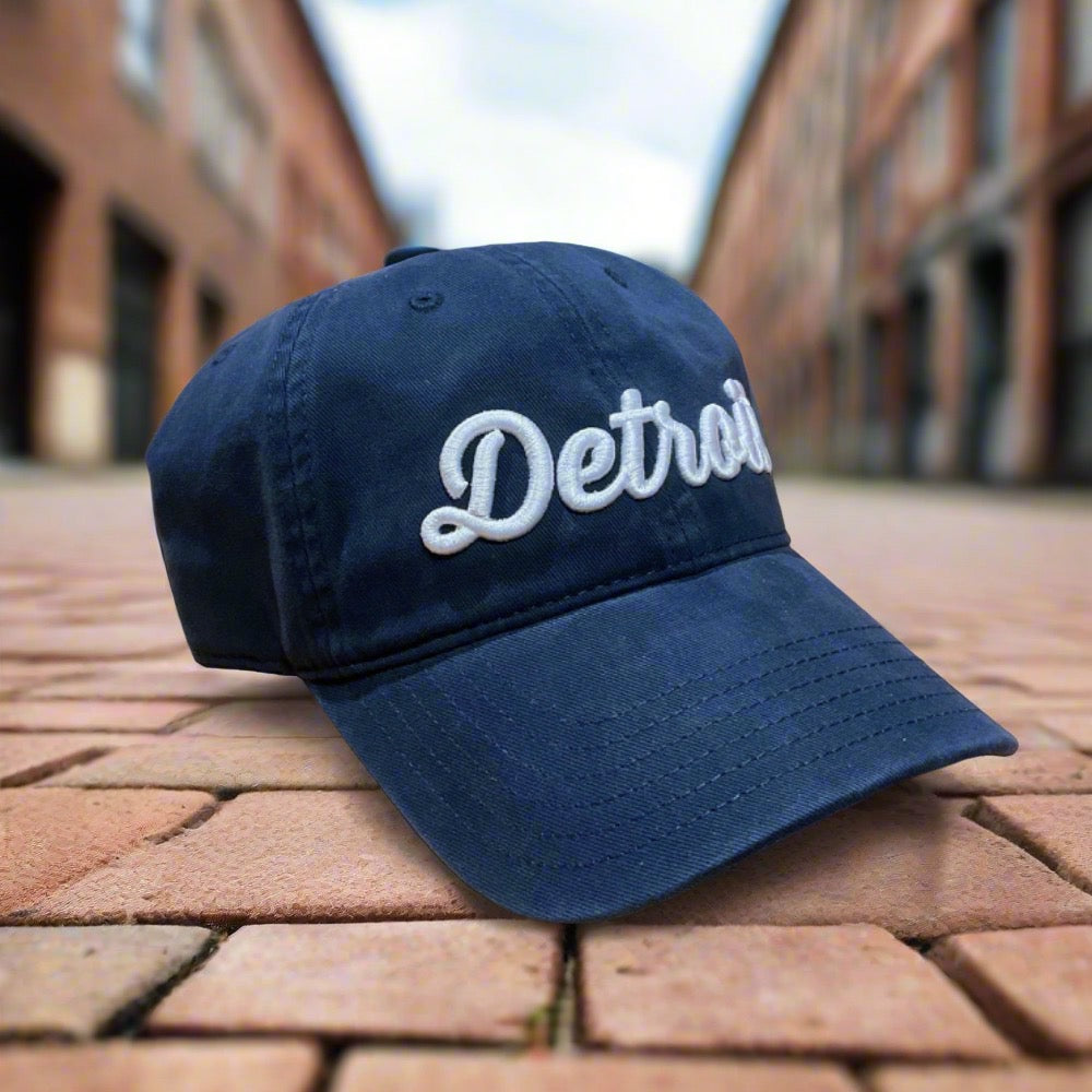 Hat - Navy Detroit Thirsty Script Unstructured