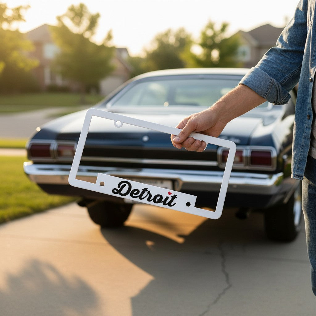 License Plate Frame - Detroit Thirsty Script