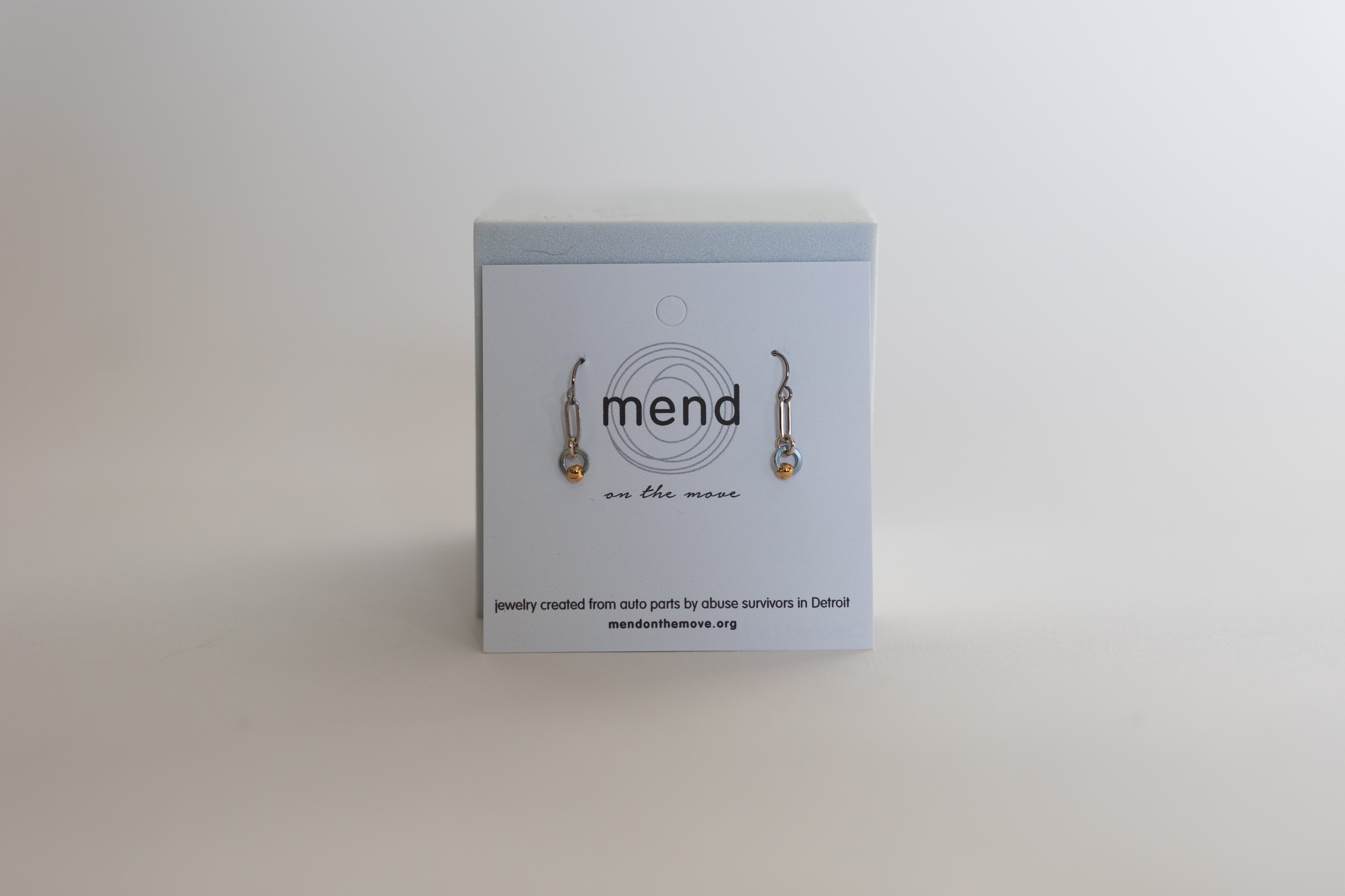 Sowing Seeds Earrings | Repurposed Auto Split Rings & Gold Plated Crimp Beads | Stainless Steel Ear Wire