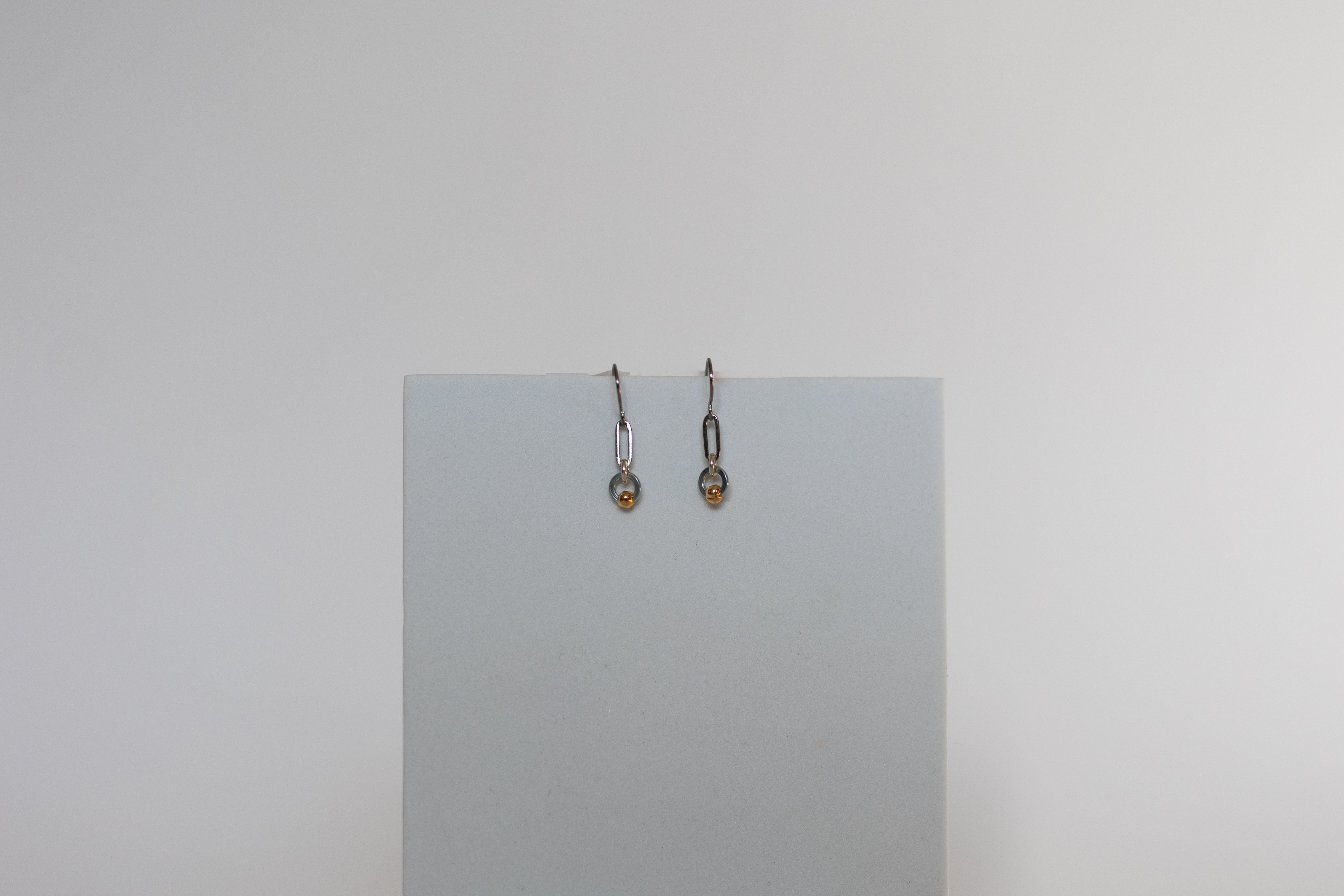 Sowing Seeds Earrings | Repurposed Auto Split Rings & Gold Plated Crimp Beads | Stainless Steel Ear Wire