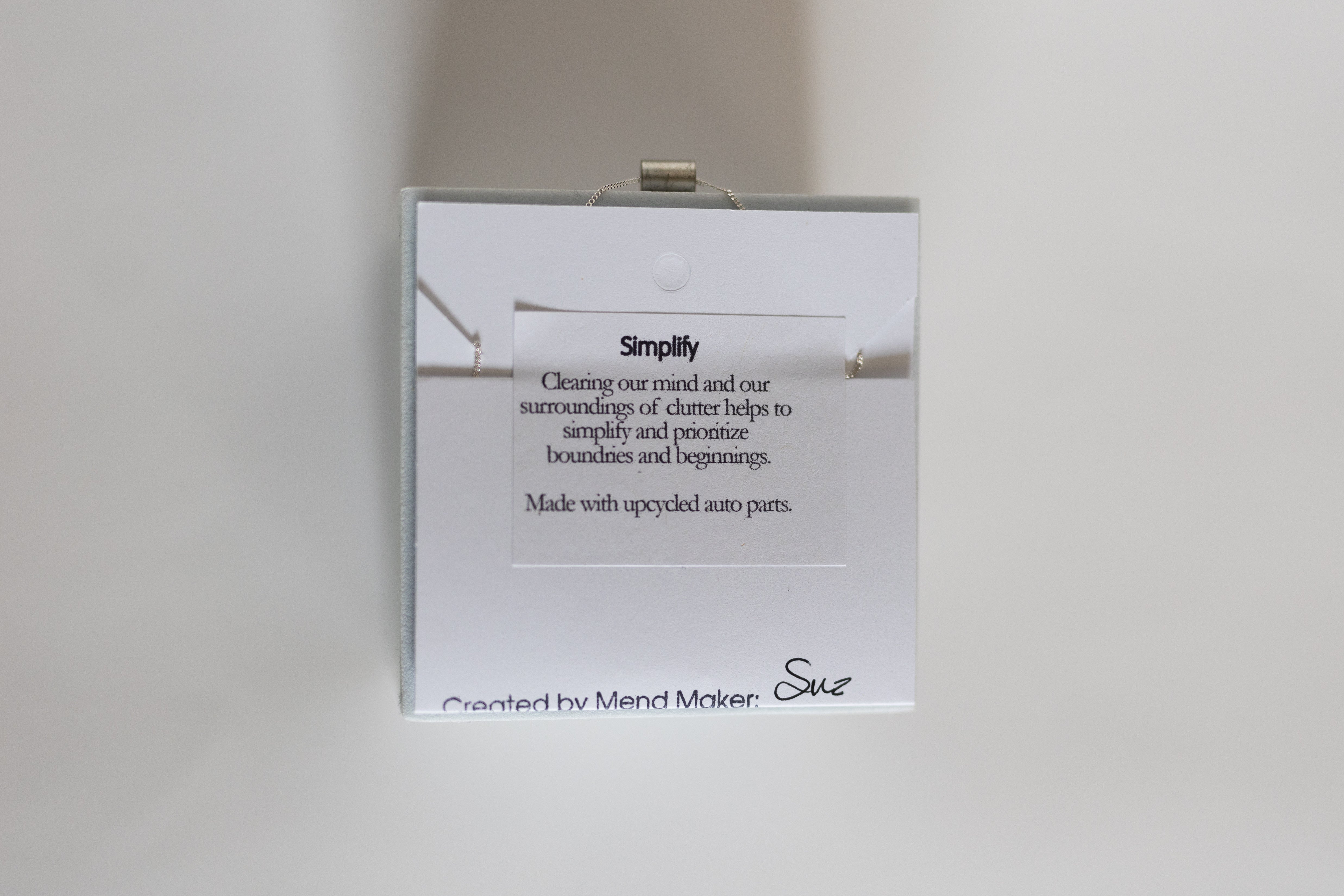 Simplify Necklace | Repurposed Tin Auto Ferrule | Sterling Silver Chain