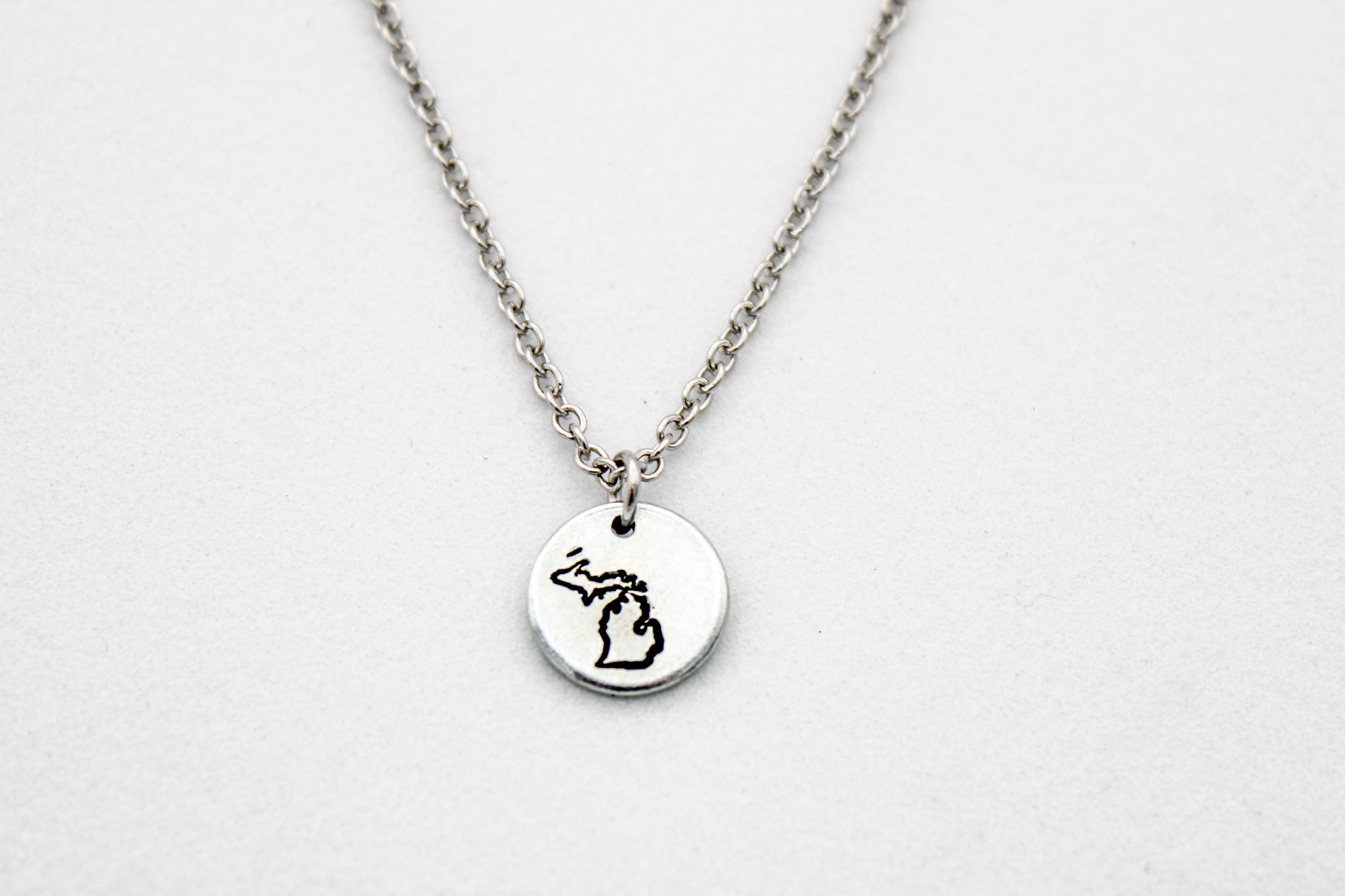 Seasons Michigan Necklace | Repurposed Steel Auto Parts | Adjustable Stainless Steel Chain