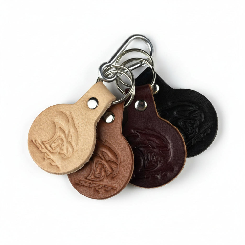 Keychain - Dodge SRT Hellcat round leather