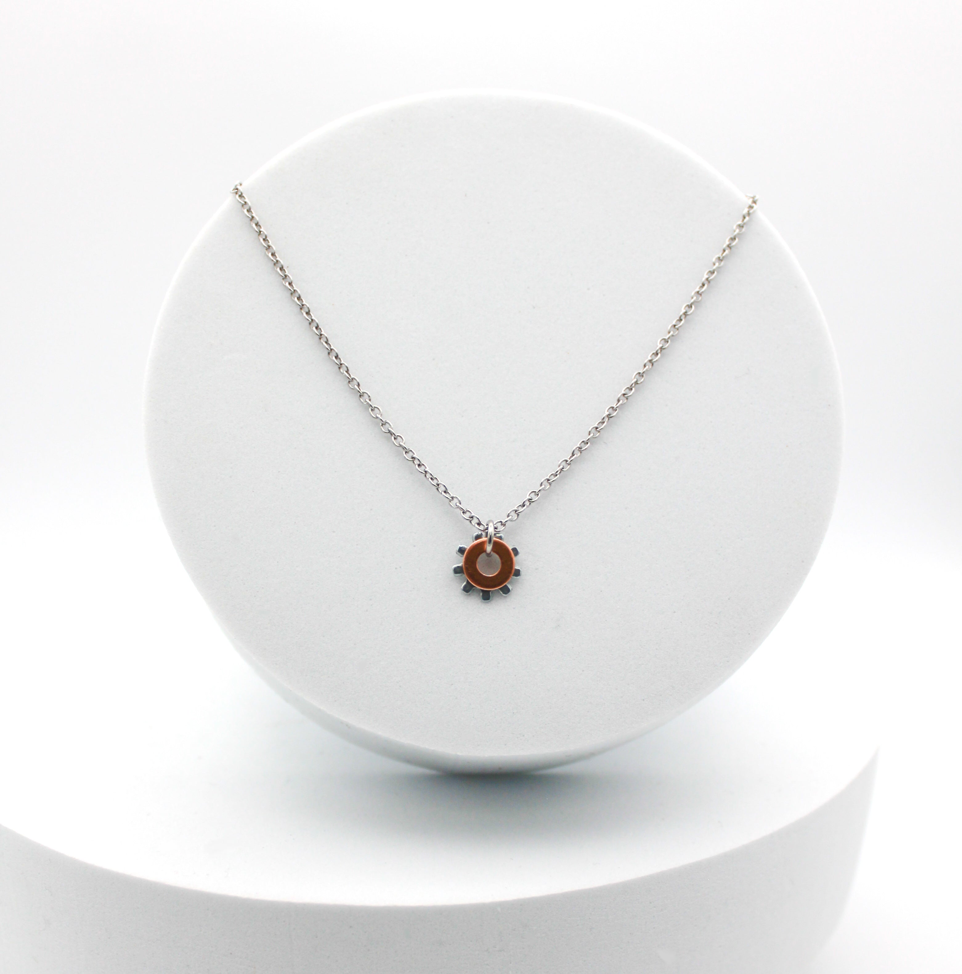 Shine Necklace | Salvaged Copper & Steel Auto Parts | Adjustable Stainless Steel Chain