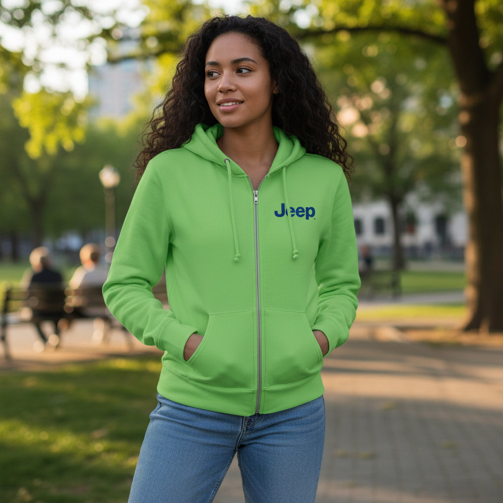 Ladies Jeep® Text Zip Hooded Sweatshirt - Lime