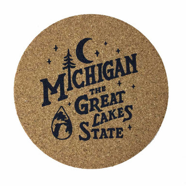 Coaster Set - Michigan Vintage Font Coaster Set - Made from natural eco friendly cork Coasters Detroit Shirt tshirt t-shirt apparel and housewares Company