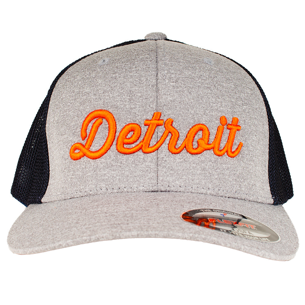 Hat - Detroit Thirsty Orange Flexfit - Heather Grey/Navy