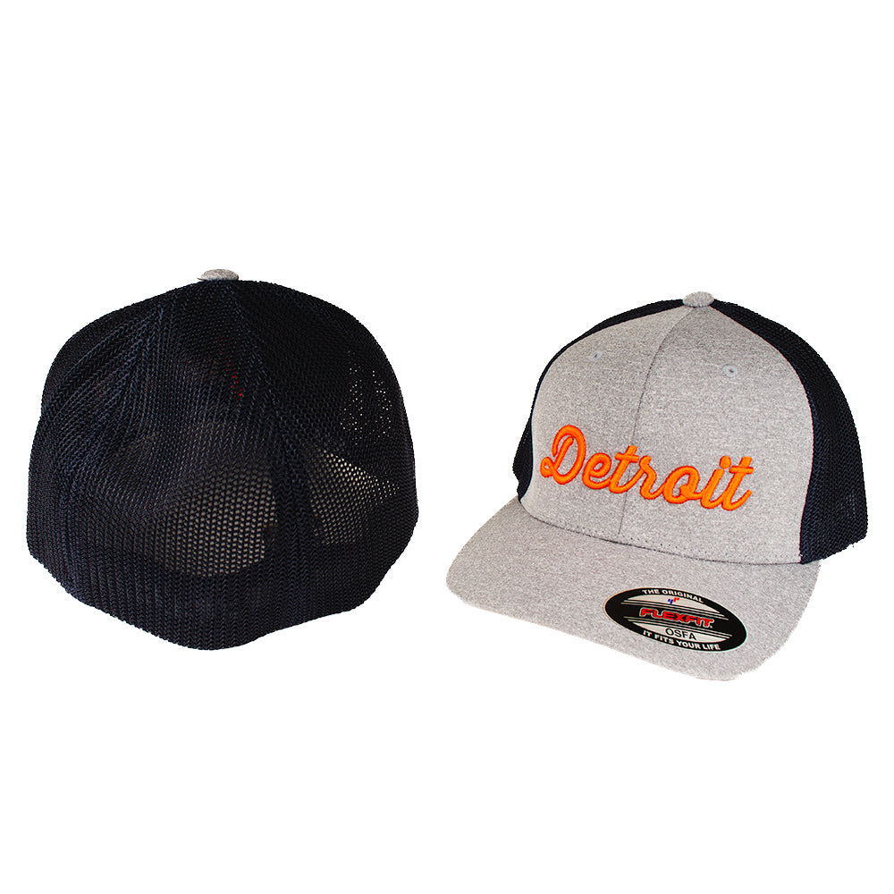 Hat - Detroit Thirsty Orange Flexfit - Heather Grey/Navy