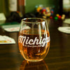 Wine Glass - Michigan Script