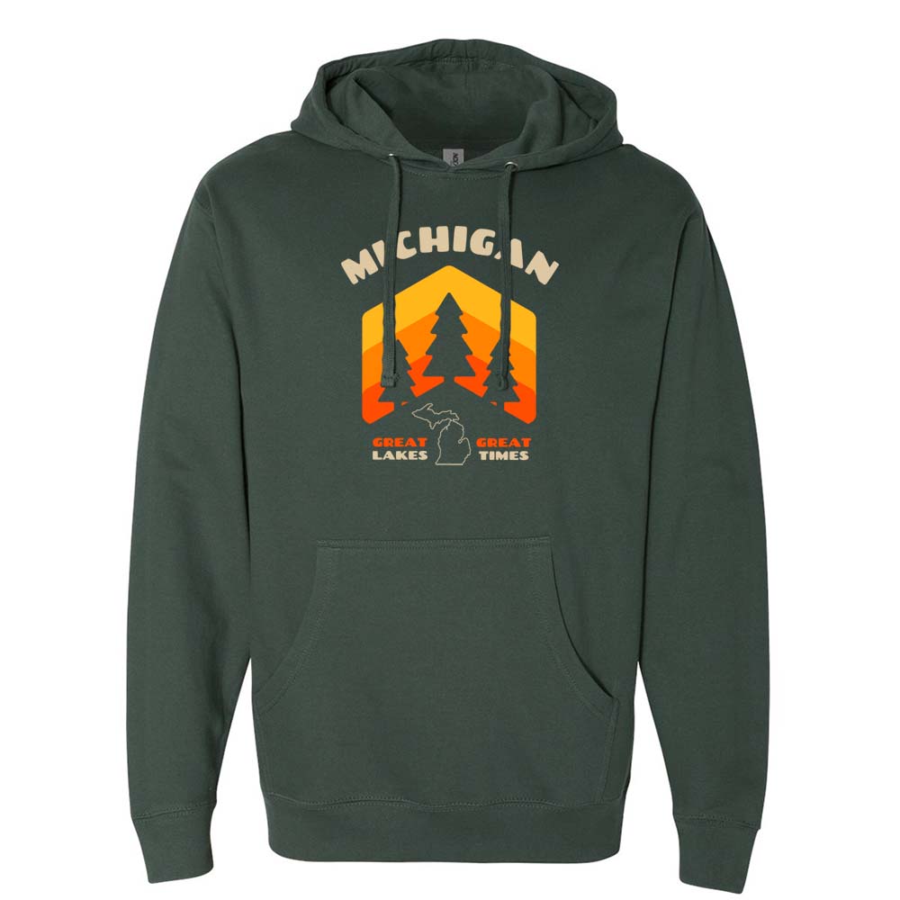 Michigan Pines Hoodie Sweatshirt - Alpine Green