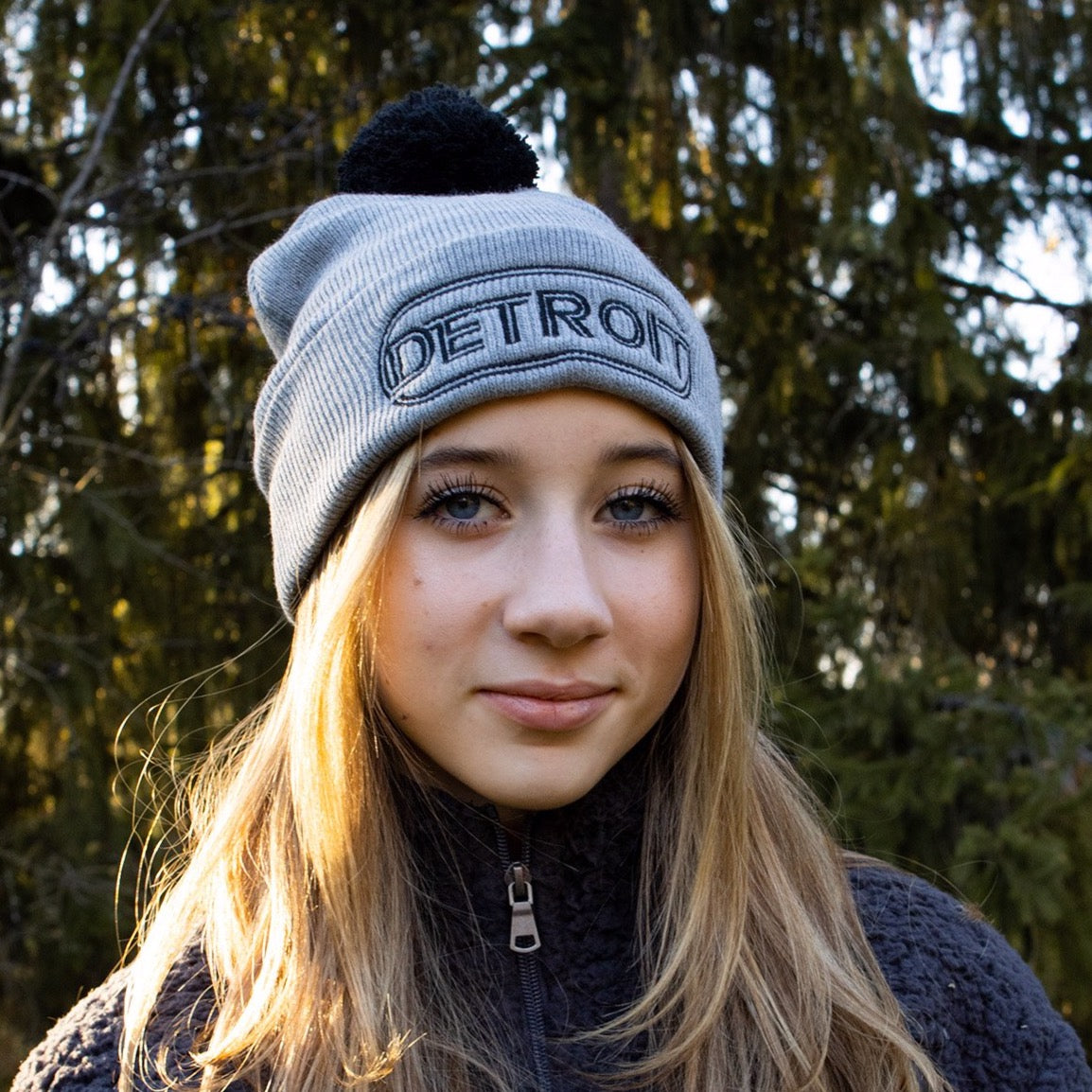 Hat - Detroit Wrap Flip Knit - Grey