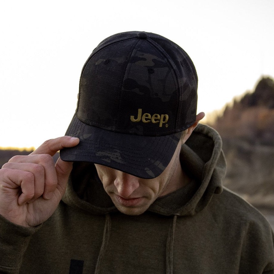 Hat - Jeep Text LP - Black Camo/Green