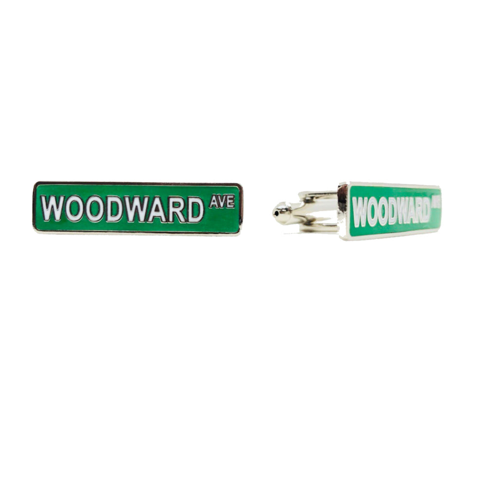 Cufflinks - Detroit Woodward Avenue Street Sign