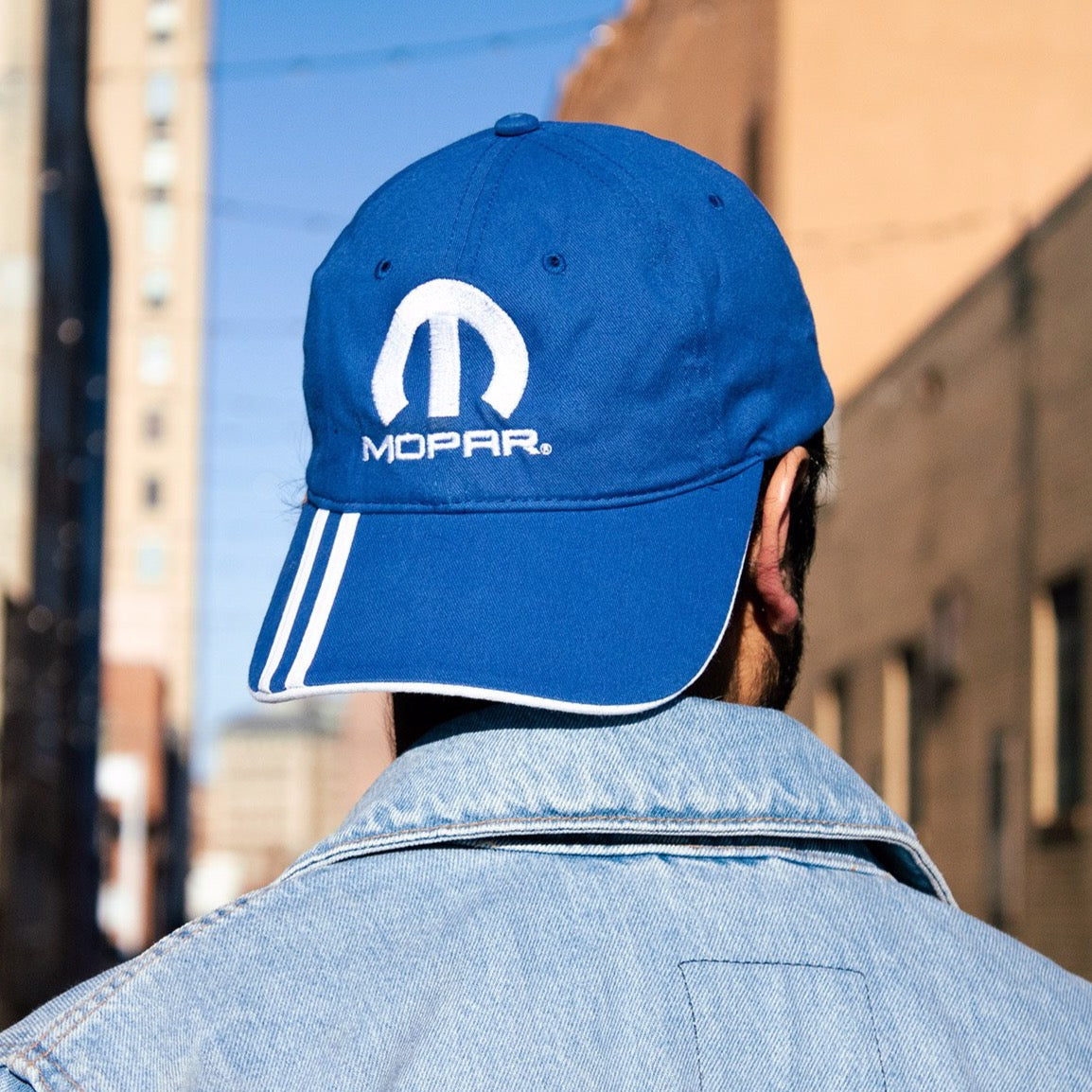 Hat - Mopar Omega w/stripes - Royal/White