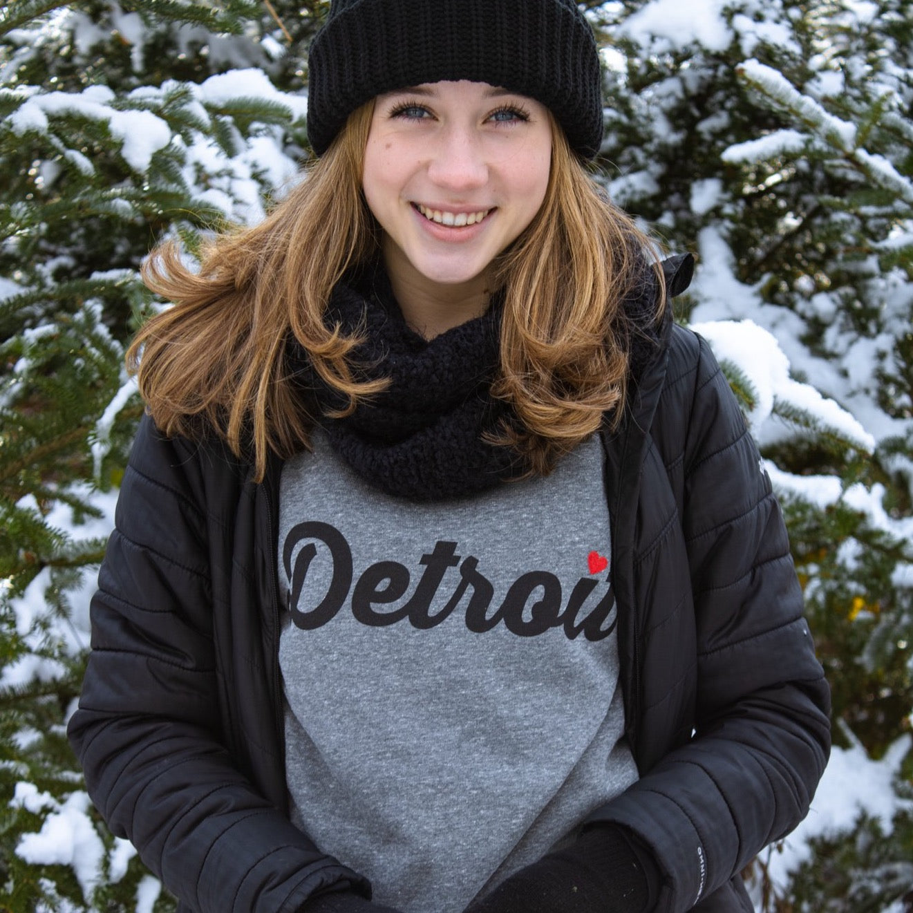 Detroit Thirsty Script Heart Triblend Crew Sweatshirt