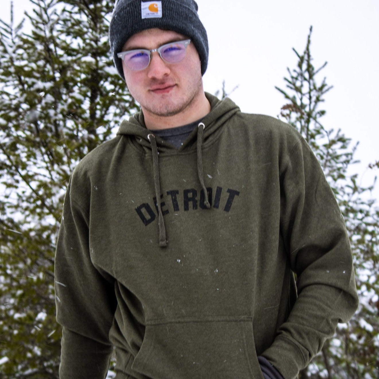 Detroit Bend Hoodie Sweatshirt Army Green