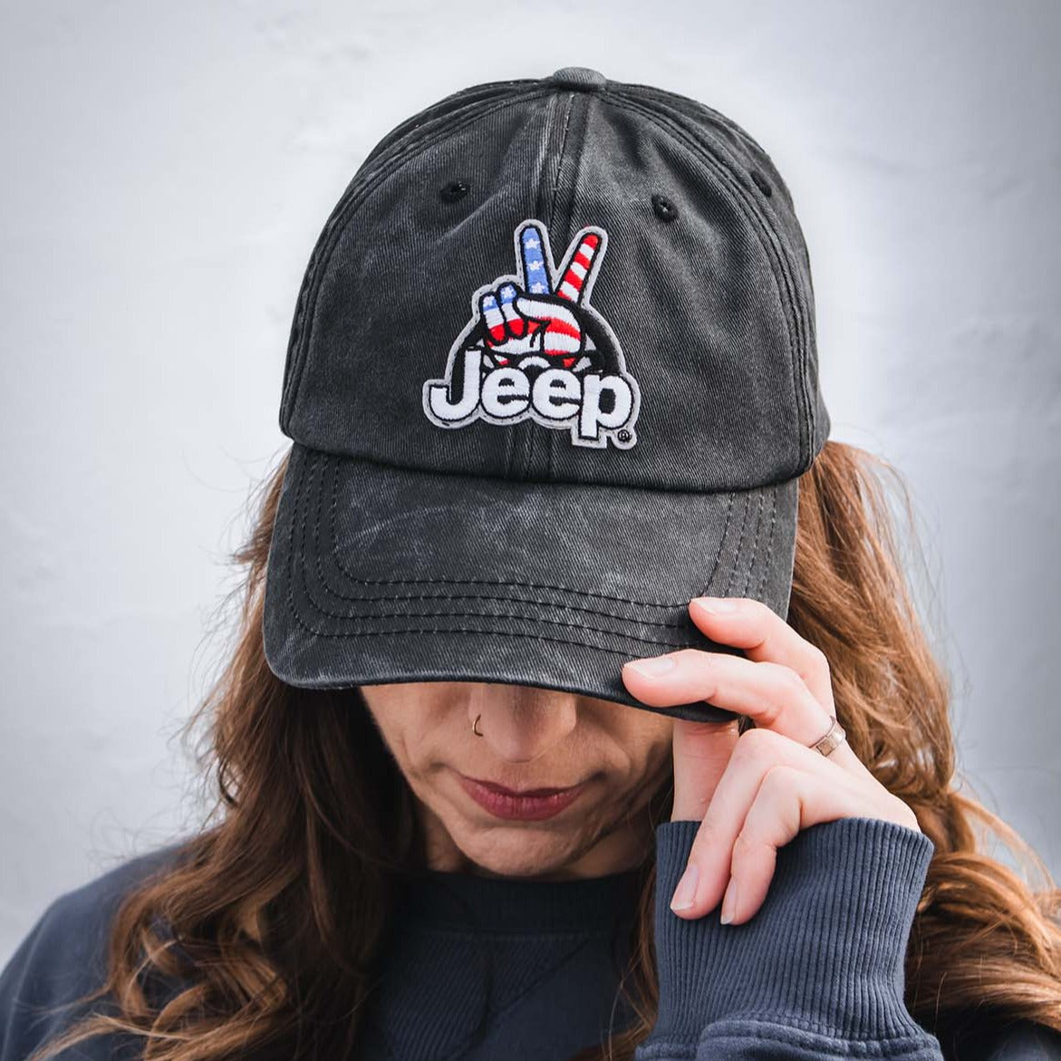 Hat - Jeep Wave USA Chino Twill Patch Hat - Washed Black