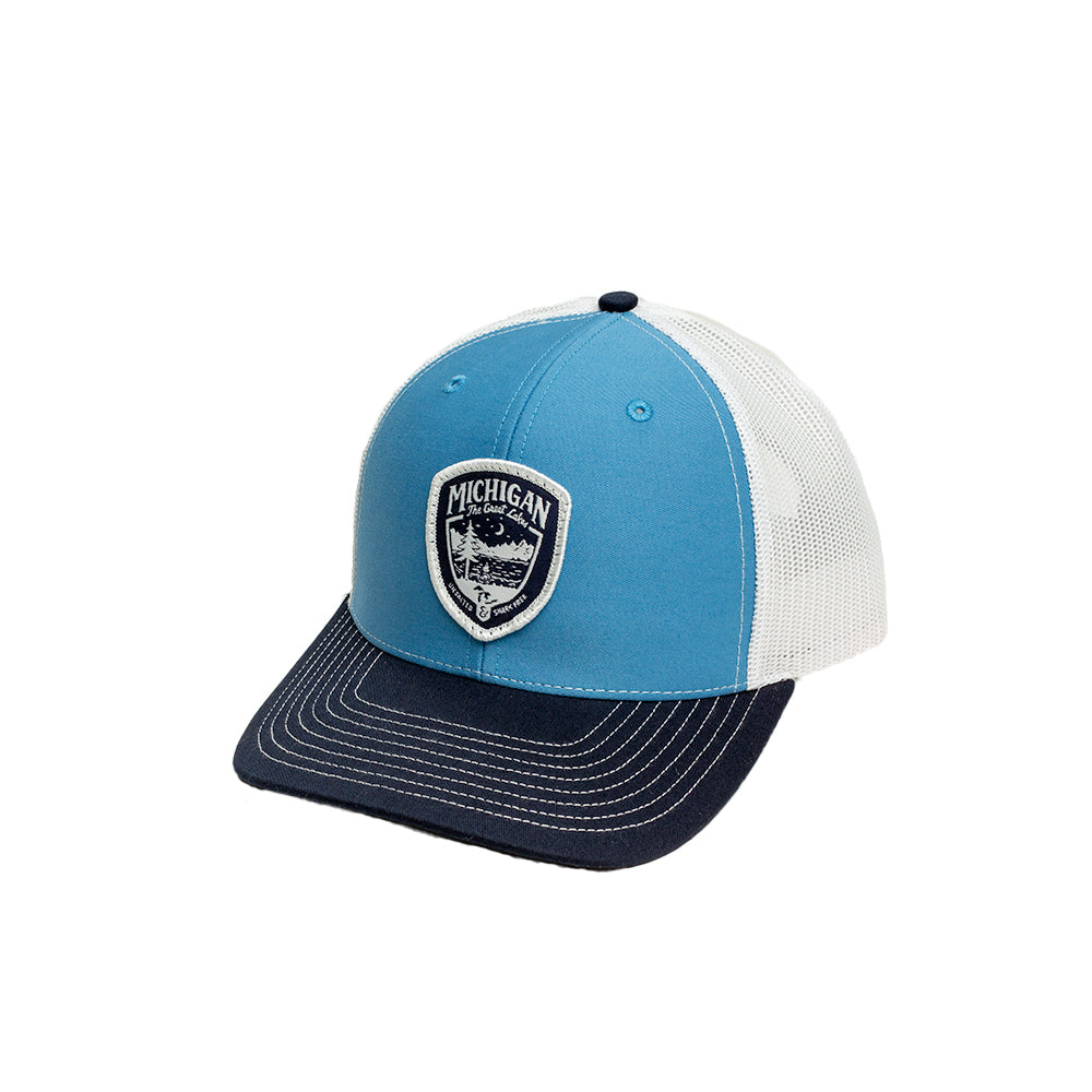 Hat - Michigan Shield Columbia Blue/Navy/White Richardson Snapback