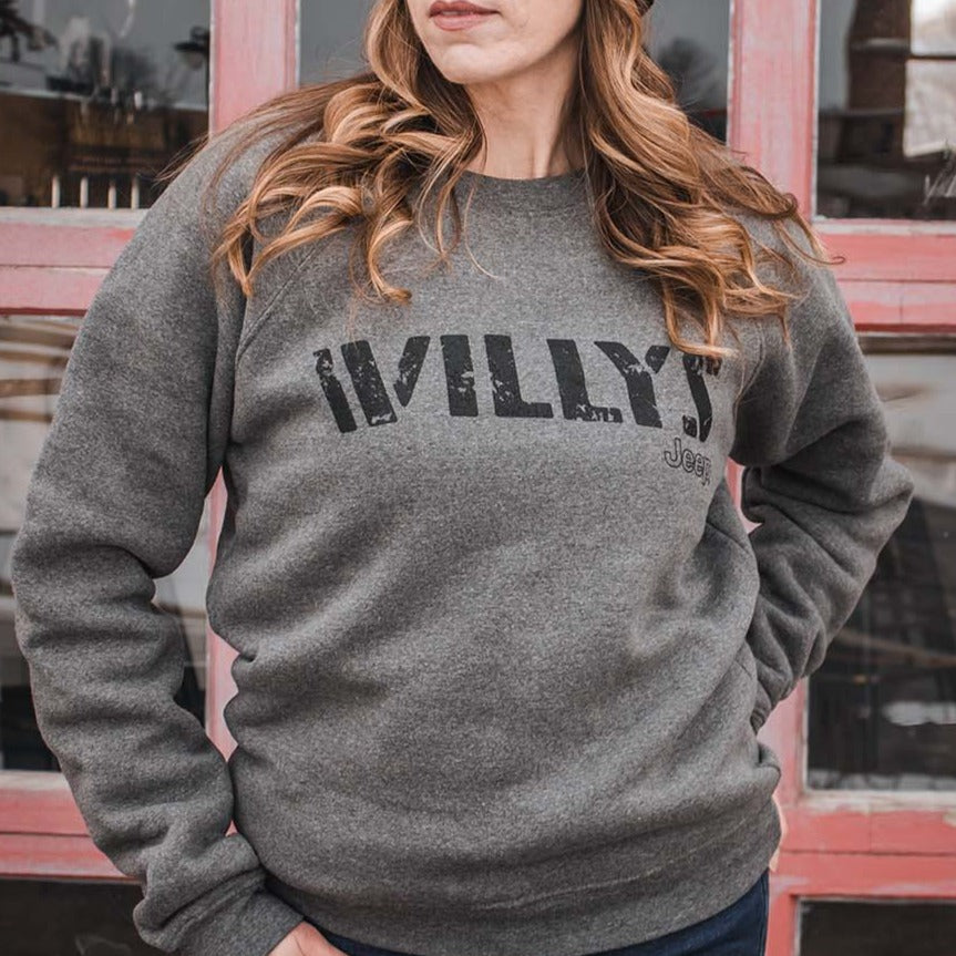 Mens Jeep® Willys Crew Sweatshirt - Heather Grey