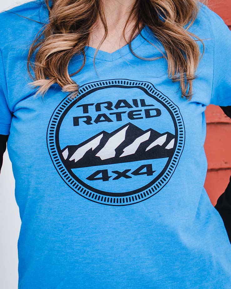 Ladies Jeep® Trail Rated V-neck - Heather Aqua Blue