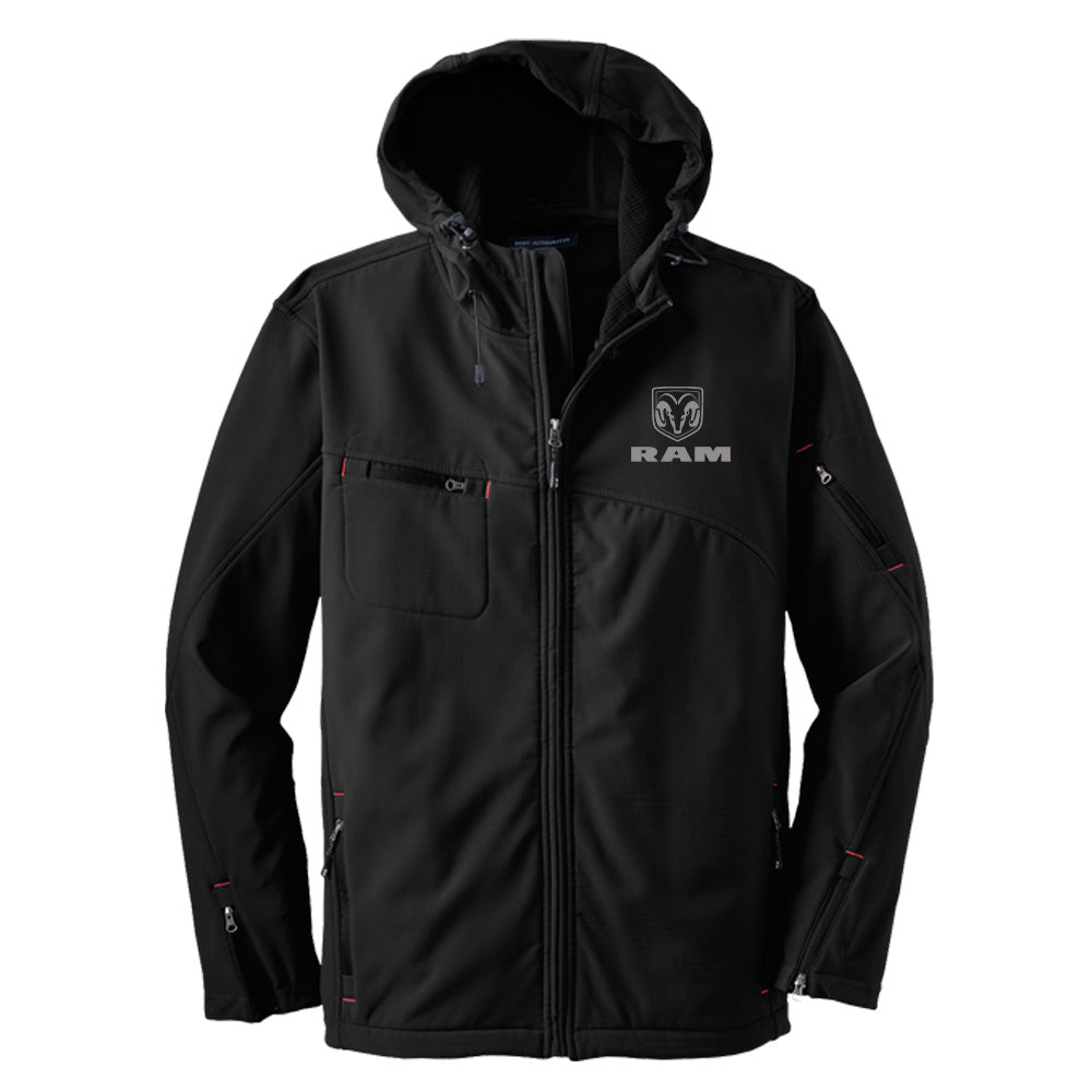 Mens RAM Hooded Softshell Jacket - Black