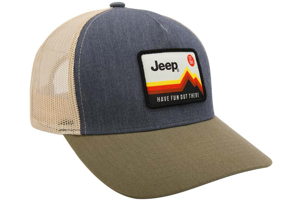 Hat - Jeep Have Fun Out There Trucker Patch Hat - Charcoal/Olive/Khaki