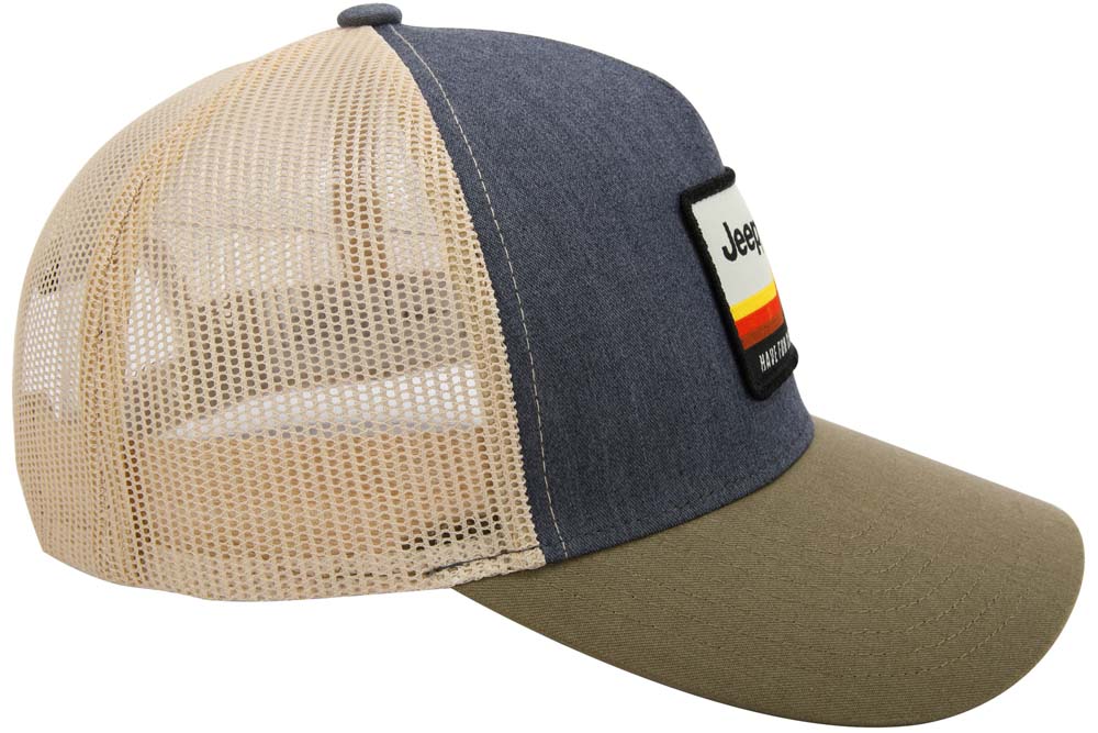 Hat - Jeep Have Fun Out There Trucker Patch Hat - Charcoal/Olive/Khaki