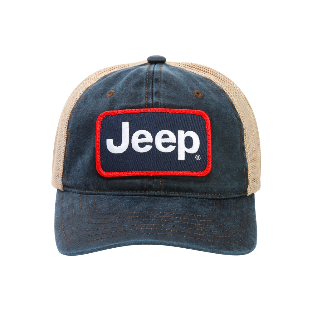 Hat - Jeep Coated Chino Twill Patch - Navy/Khaki