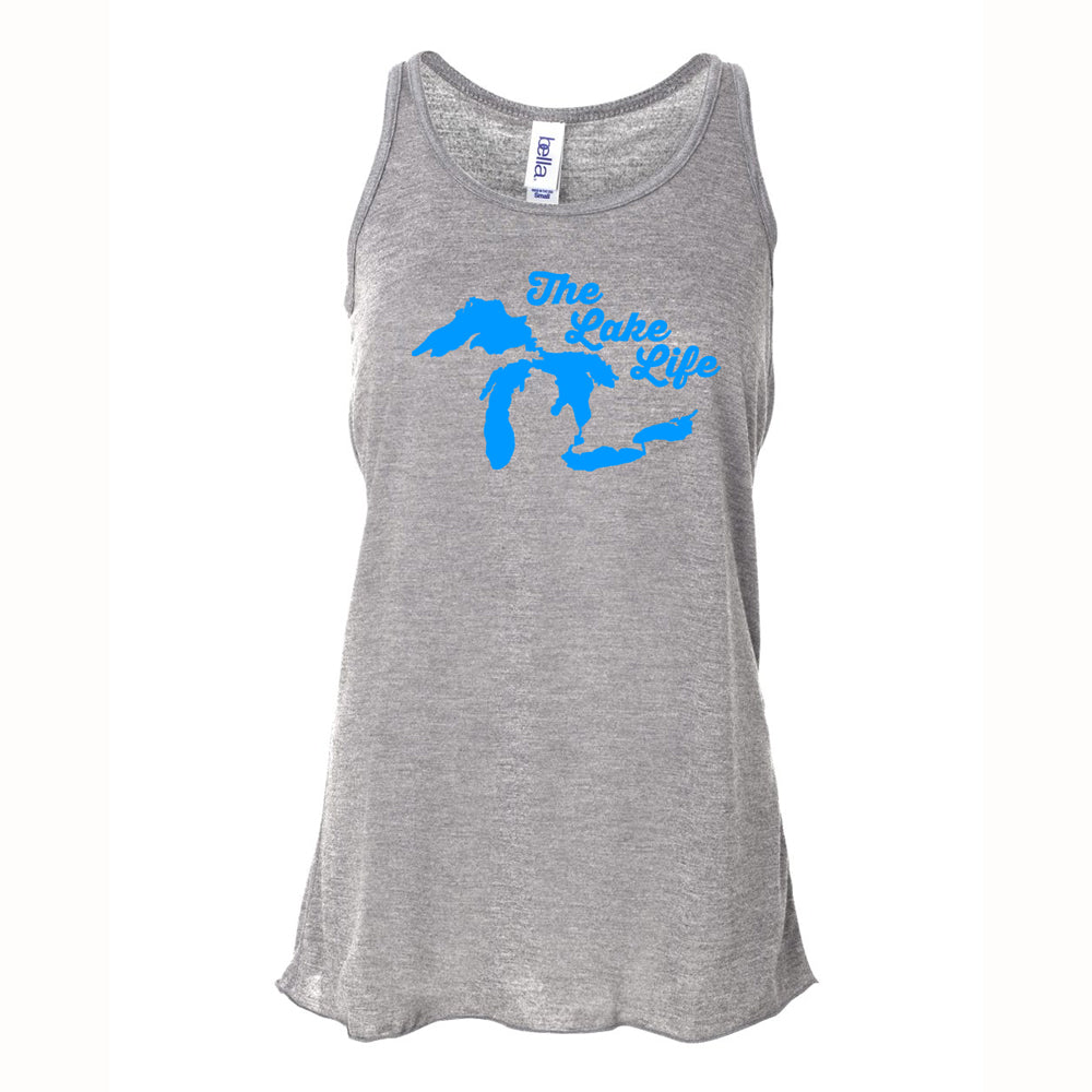 Ladies Relaxed Racerback Tank Top - Michigan Lake Life Heather Grey