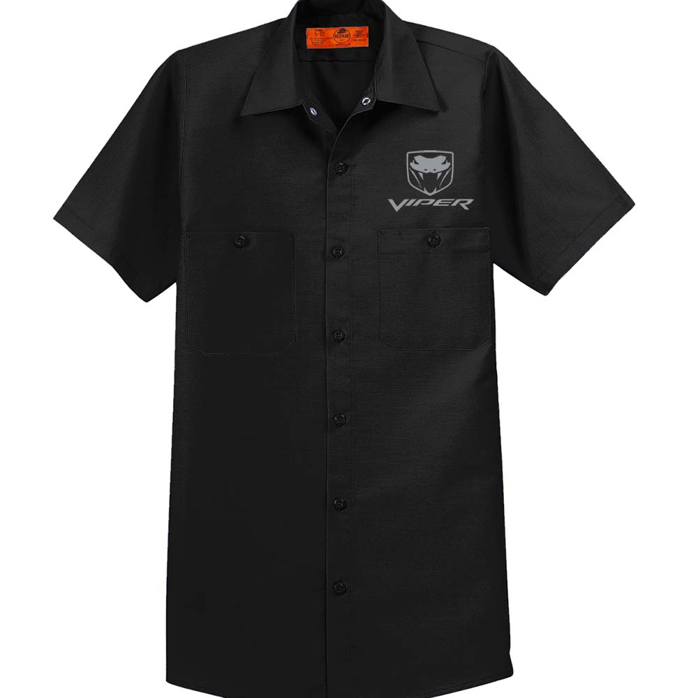 Mens Dodge SRT Viper Fangs Mechanic Shirt - Black