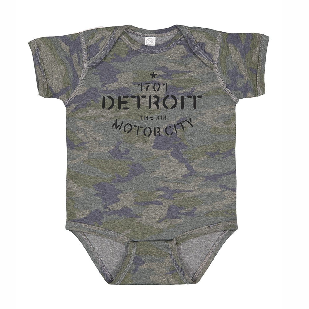 Baby Onesie - Detroit Stencil - Camo