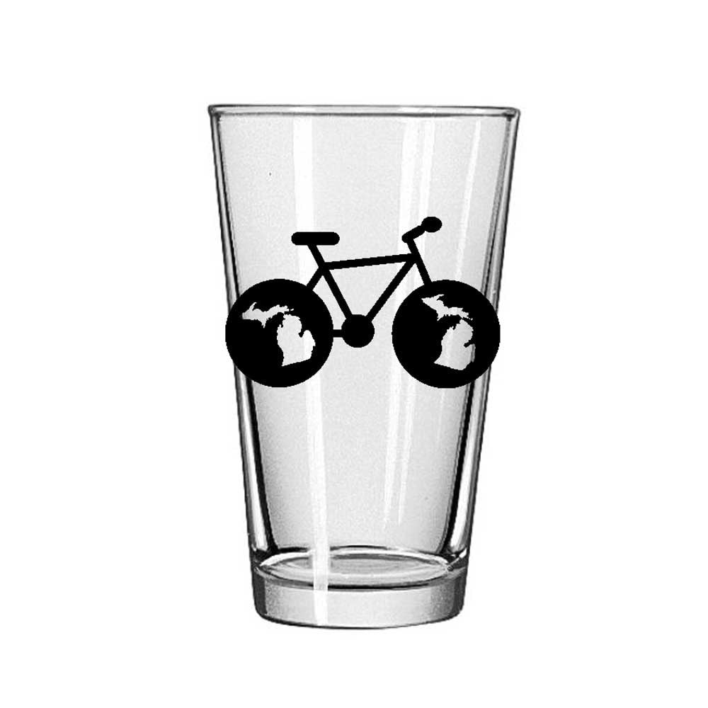 Pint Glass - Michigan Bike-Glassware-Detroit Shirt Company