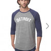 Mens Detroit Bend Triblend 3/4 Sleeve Baseball T-shirt