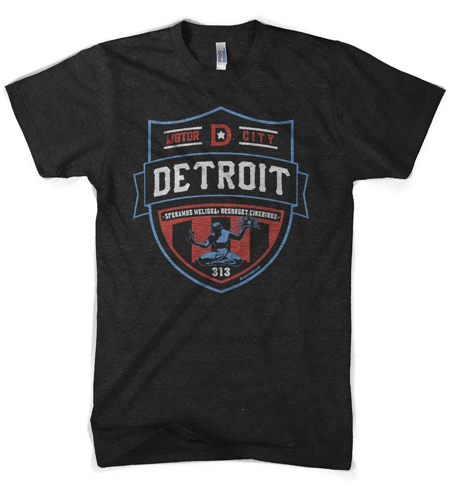 Mens Detroit Shield RWB T-shirt (Heather Black) | Detroit Shirt Co.