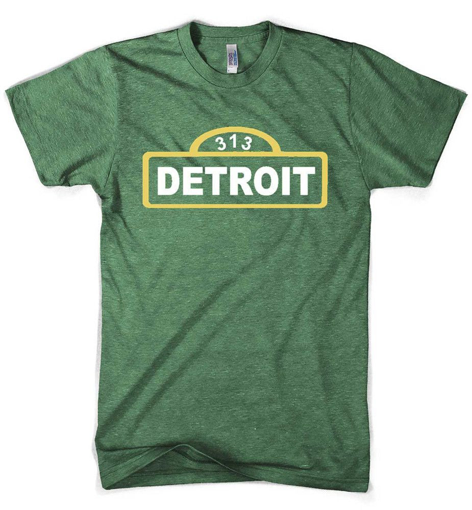 Mens Detroit Street Sign T-shirt (Heather Kelly Green) | Detroit Shirt Co.