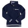 Ladies Detroit Thirsty Script Sherpa 1/4 zip (Navy Blue)